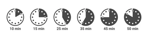 Symbole Für Die Garzeit Stoppuhr Symbole Ikonen Der Zeit Minuten — Stockvektor