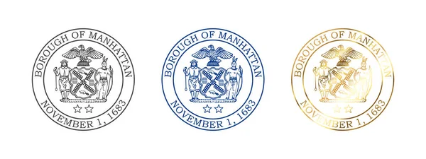 Sceau Manhattan Badges Comté Manhattan New York Les Arrondissements New — Image vectorielle