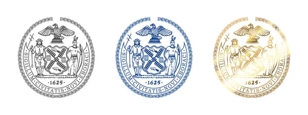 Sceau New York Badges Comté New York Les Arrondissements New — Image vectorielle