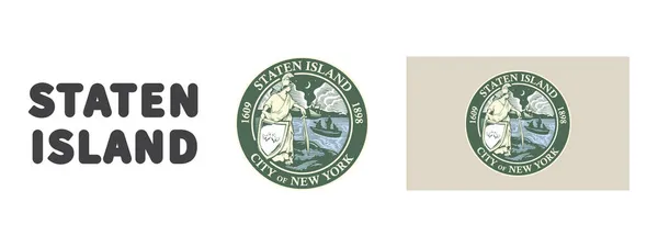 Señales Estatales Staten Island Insignias Staten Island Bandera Staten Island — Vector de stock
