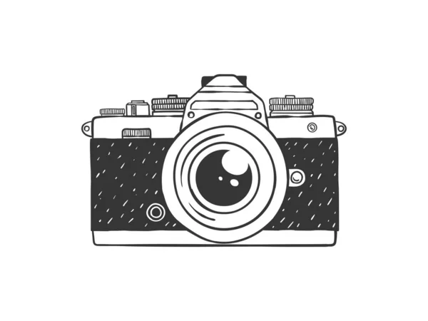 Kamera Retro Yapımı Kamera Çizim Tarzında Illüstrasyon Vektör Resmi — Stok Vektör