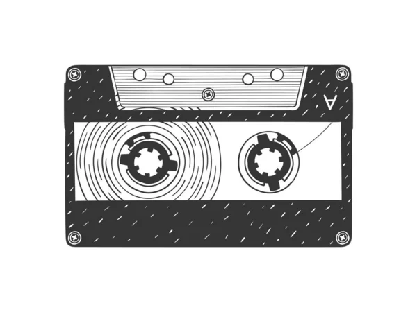 Ljudkassett Kompakt Kassettbild Handritad Ljudkassett Skiss Stil Vektorbild — Stock vektor
