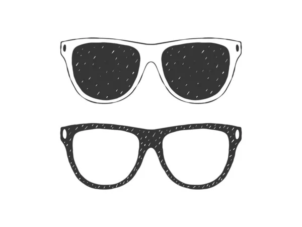 Sonnenbrillen Retro Strukturierte Sonnenbrille Handgezeichnete Sonnenbrillen Skizzenstil Vektorillustration — Stockvektor