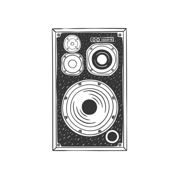 Lautsprecher Retro Lautsprecher Image Handgezeichneter Sprecher Skizzenstil Vektorillustration — Stockvektor