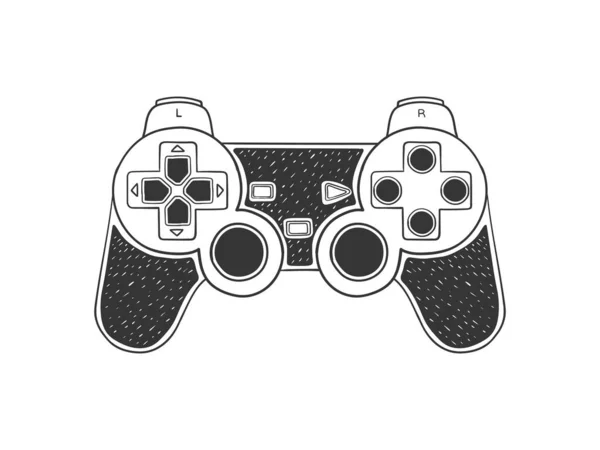 ジョパッド ゲーム機のためのジョイスティック 手描きゲームパッド スケッチ風のイラスト ベクトル画像 — ストックベクタ