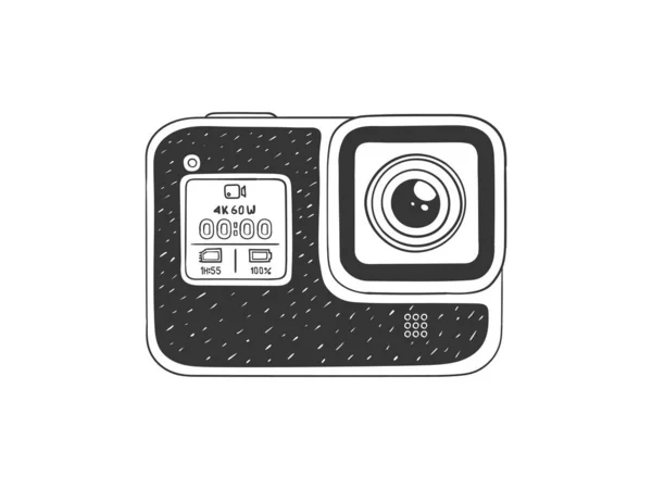 Caméra Action Caméra Action Dessinée Main Pour Prise Vue Vidéo — Image vectorielle