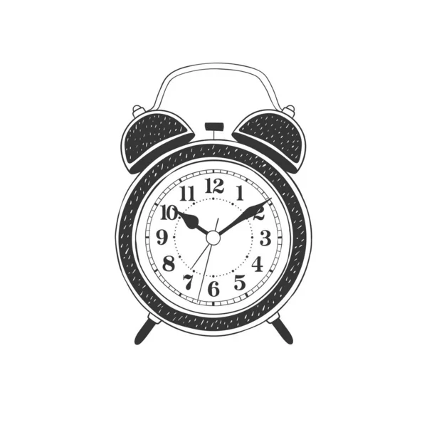 Reloj Despertador Reloj Mesa Dibujado Mano Ilustración Estilo Boceto Imagen — Vector de stock