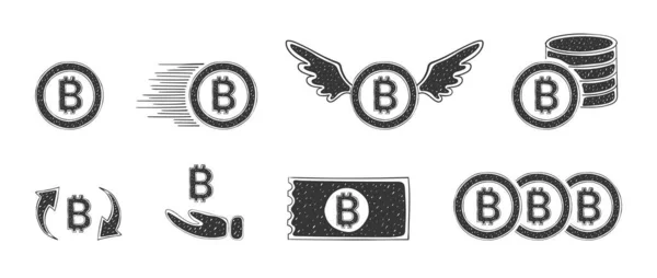 Bitcoin Icons Cryptocurrency Icons Financial Icons Hand Drawn Icons Vector — Stockvektor