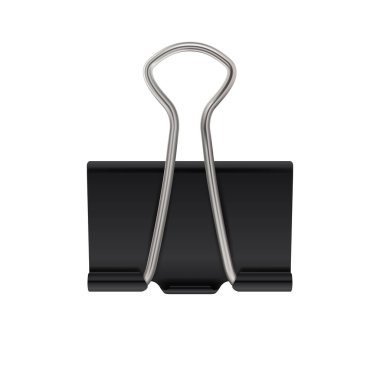 Bağlayıcı şarjör. Gerçekçi ataç. Kağıt tutucu beyaz arkaplanda izole edilmiş. Vektör illüstrasyonu