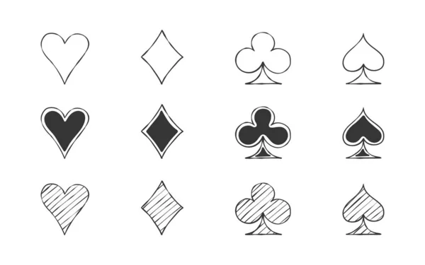 Card Suit Icons Set Symbols Cards Suit Playing Card Suit — Image vectorielle