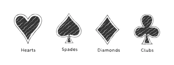 Card Suit Icons Symbols Cards Suit Playing Card Suit Diamonds — Stockvektor