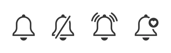 Benachrichtigungsklingelzeichen Lineare Benachrichtigungssymbole Eingehende Posteingangssymbole Erinnerungssymbole Vektorsymbole — Stockvektor