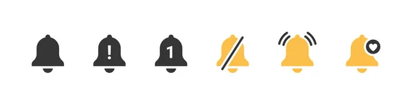 Benachrichtigungsklingelzeichen Eingehende Posteingangssymbole Erinnerungssymbole Mit Hinweisschildern Vektorsymbole — Stockvektor