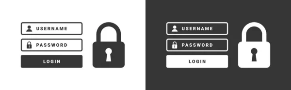 Login Formular Cybersicherheits Und Datenschutzkonzepte Zum Schutz Von Daten Vektorillustration — Stockvektor