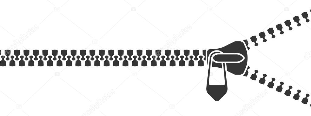 Zipper stripe. Zipper lock and unlock. Fastener. Clasp Concept. Vector illustration