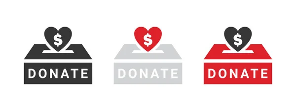 Donation Icons Donation Box Badges Charity Icons Donations Related Signs — Stock Vector