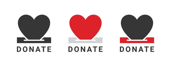 Iconos Donación Insignias Donación Corazones Iconos Caridad Donaciones Relacionadas Con — Vector de stock