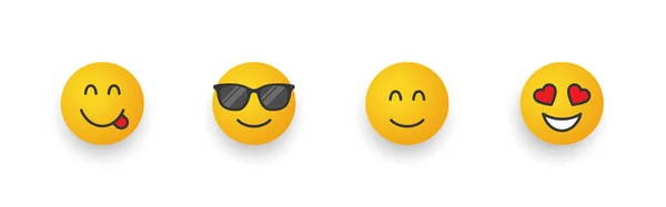 Ícone Sorriso Emoji Conjunto Emoji Desenhos Animados Caras Sorridentes Com — Vetor de Stock