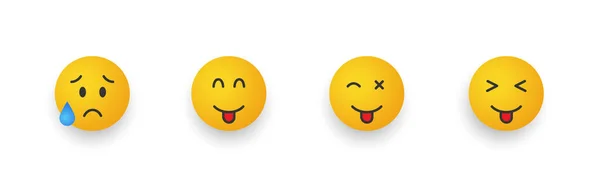 Icon Smile Emoji Vagyok Rajzfilm Szett Mosolygós Különböző Reakciókkal Néz — Stock Vector