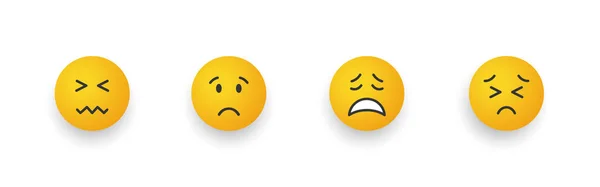 Ícones Sorriso Conjunto Emoji Desenhos Animados Rostos Sorridentes Com Emoções — Vetor de Stock