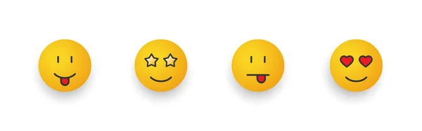 Σύνολο Εικονιδίων Emoticon Γελοιογραφία Emoji Χαμογελαστά Πρόσωπα Διαφορετικά Συναισθήματα Διανυσματικές — Διανυσματικό Αρχείο