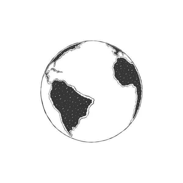 地球の地球 手描きのアイコンを取得します 質感のあるグローブスケッチ ベクターイラスト — ストックベクタ