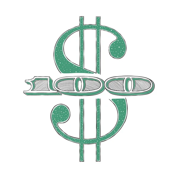 Znak Dolara Znak 100 Dolarów Malowana Liczba Sto Ilustracja Wektora — Wektor stockowy
