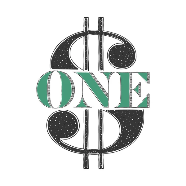 Znak Dolara Jeden Dolar Malowane Litery Znakiem Dolara Ilustracja Wektora — Wektor stockowy