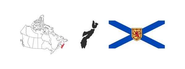 Mapa Nového Skotska Vlajka Nového Skotska Provincie Území Kanady Vektorová — Stockový vektor