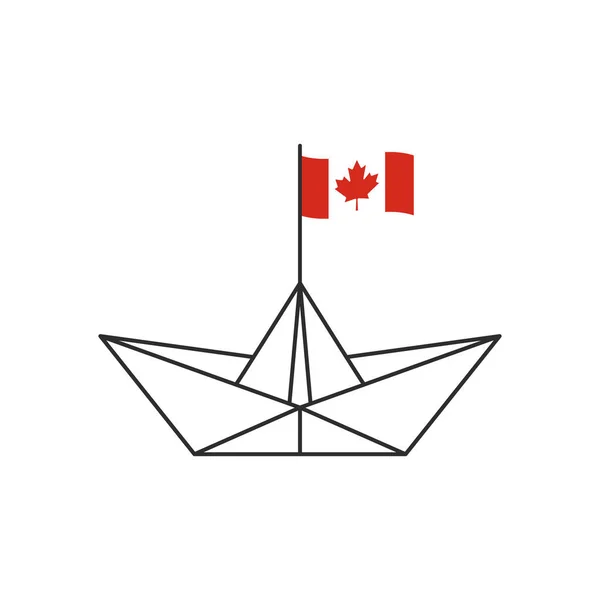 Bateau Papier Bateau Avec Drapeau Canadien Illustration Vectorielle — Image vectorielle