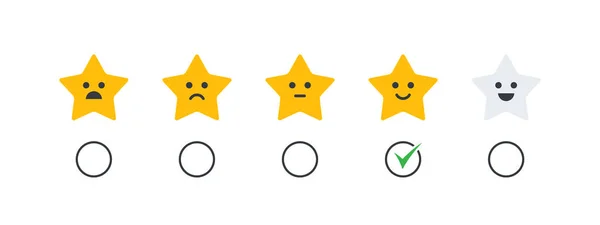 Pontuação Estrelas Ícones Distintivos Avaliação Serviço Smileys Estrelas Ícones Ícones — Vetor de Stock