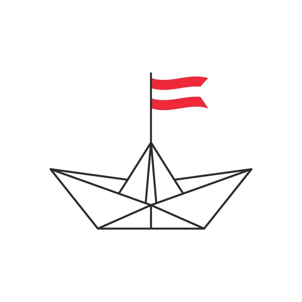 Ícone Barco Papel Barco Com Bandeira Áustria Ilustração Vetorial — Vetor de Stock