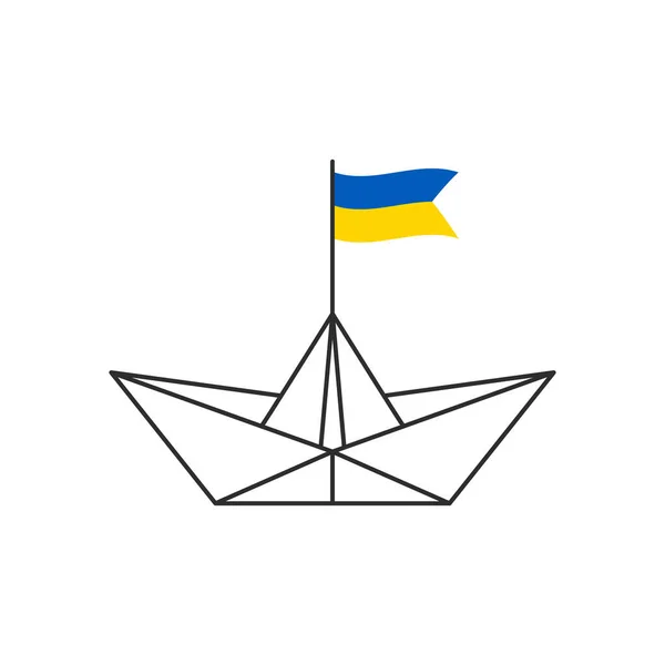 Papierbootsymbol Ein Boot Mit Der Flagge Der Ukraine Vektorillustration — Stockvektor