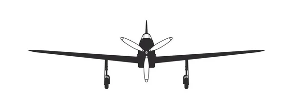 Vliegtuig Een Sportpropellervliegtuig Vliegtuig Silhouet Vooraanzicht Vectorafbeelding — Stockvector