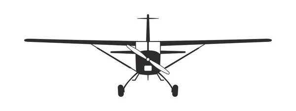 Vliegtuig Toeristische Propellervliegtuig Vliegtuig Silhouet Vooraanzicht Vectorafbeelding — Stockvector