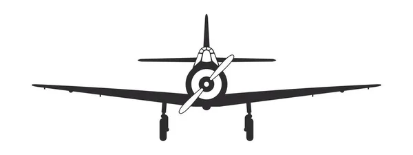 Flugzeug Retro Flugzeug Flugzeug Silhouette Frontansicht Symbol Für Den Flugverkehr — Stockvektor