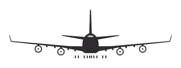 Vliegtuig Groot Turbinevliegtuig Vliegtuig Silhouet Vooraanzicht Vluchttransportsymbool Vectorafbeelding — Stockvector