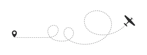 Маршрут Самолета Пунктирные Линии Авиационная Линия Полета Силуэт Самолета Векторная — стоковый вектор