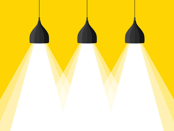 Лучи от ламп. Свет от лампы, знамя. Векторное изображение