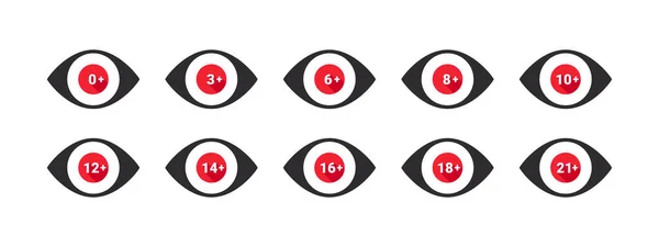 Age Restriction Icons Set Mark Age Limit Eye Age Restriction — стоковый вектор