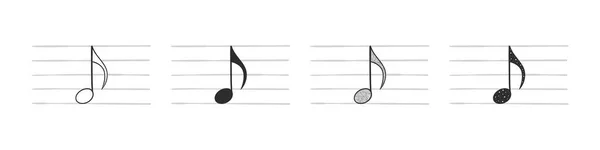 Music Notes Eighth Note Hand Drawn Musical Symbols Various Variations — Stockvector