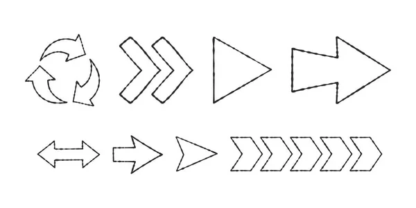 Pfeilsymbole Gesetzt Skizzieren Sie Von Hand Gezeichnete Pfeile Vektorsymbole — Stockvektor