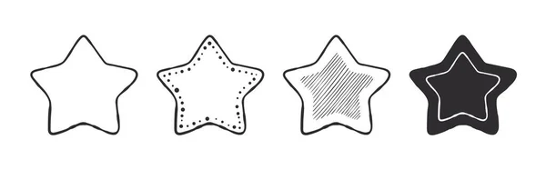 Estrelas Assinadas Estrelas Desenhadas Mão Com Diferentes Texturas Imagens Vetoriais —  Vetores de Stock