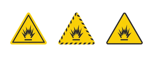 Iconos Área Voladura Señal Advertencia Explosivos Líquidos Materiales Set Iconos — Vector de stock