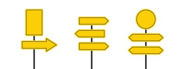 Yol tabelası kuruldu. Bilgi boş yol tabelaları. Trafik kontrol işaretleri. Vektör resimleri