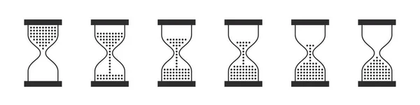 砂時計のアイコンセット 時間のシンボル 砂時計のモダンなアイコン 時計の標識やタイマー 孤立した黒いアイコン ベクトル画像 — ストックベクタ