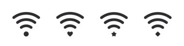 Wi-fi simgeleri. Eş tabelası hazır. İzole edilmiş kablosuz vektör sembolleri. Kablosuz internet sinyal çubukları. Vektör simgeleri