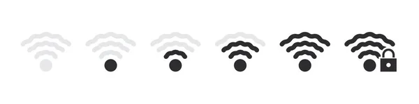 Concetto Icone Wifi Segnaletica Wireless Wifi Barre Segnale Internet Wireless — Vettoriale Stock