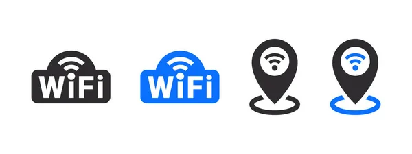 Wifi Abzeichen Drahtlose Symbole Und Konzeptionelle Wifi Symbole Drahtlose Internet — Stockvektor