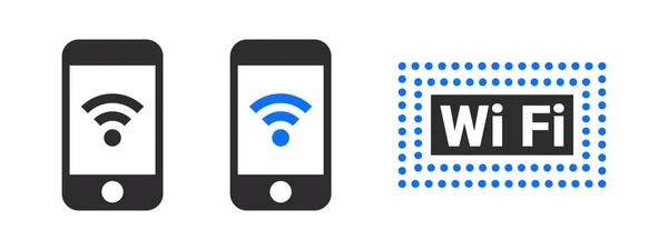 Wifiアイコン ワイヤレスアイコンや概念的なWifiアイコン Wifi付きの電話アイコン ベクトル画像 — ストックベクタ